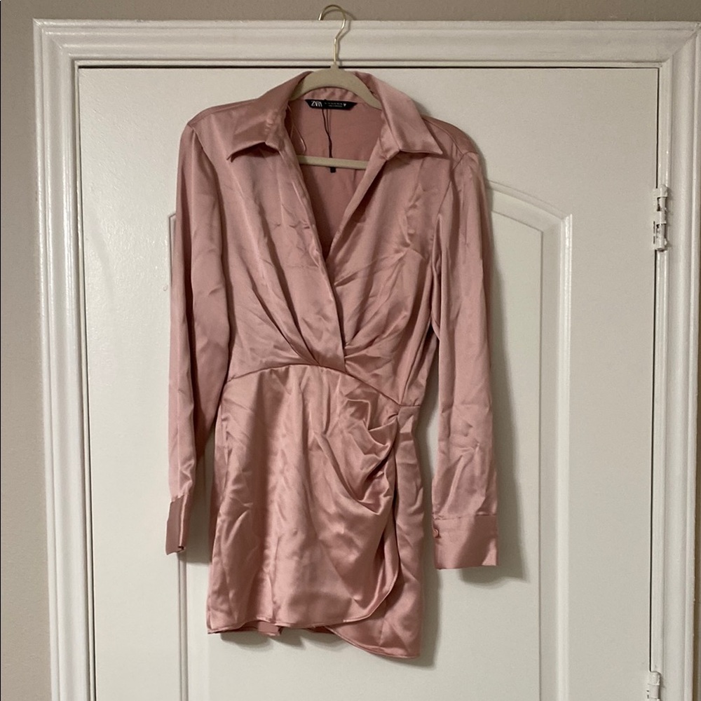 Zara Blush Pink Satin Blouse